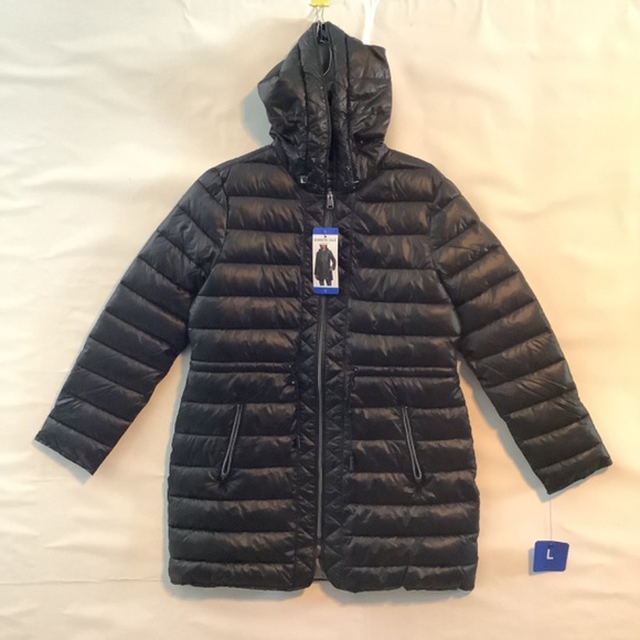 KENNETH COLE BLACK WOMENS HOODED QUILTED LINED  PUFFER JACKET SIZES S  L XL XXL - Picture 1 of 16